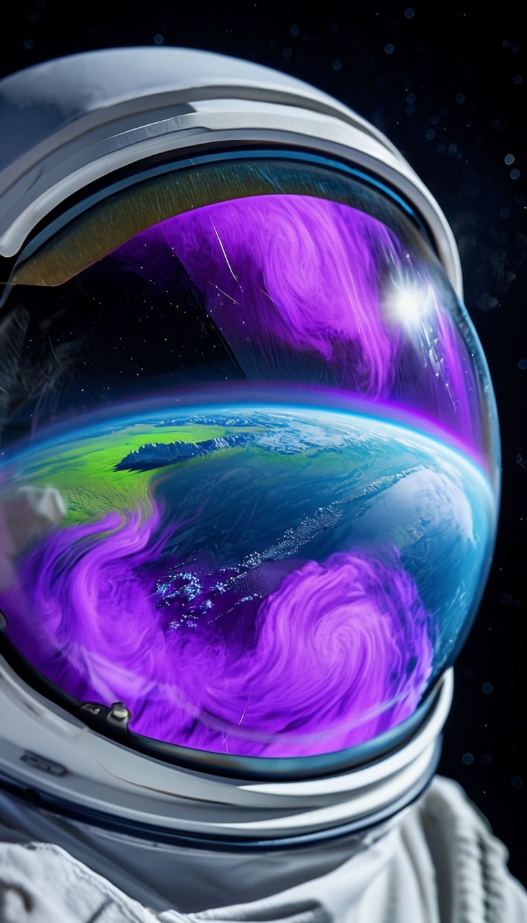 Stunning Astronaut Helmet Reflection of Alien Planet in Space Mobile Wallpaper