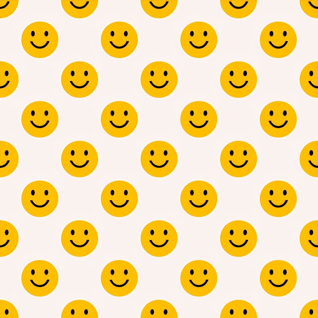 Cheerful Smiley Faces Repeat Pattern on Light Beige Background Seamless Pattern