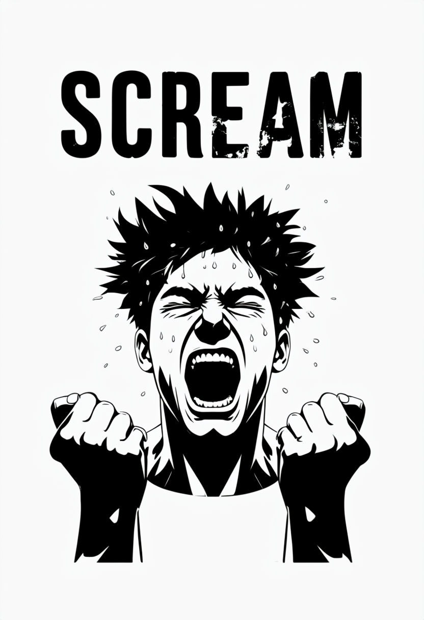 Intense Graphic Scream Expression Art T-Shirt