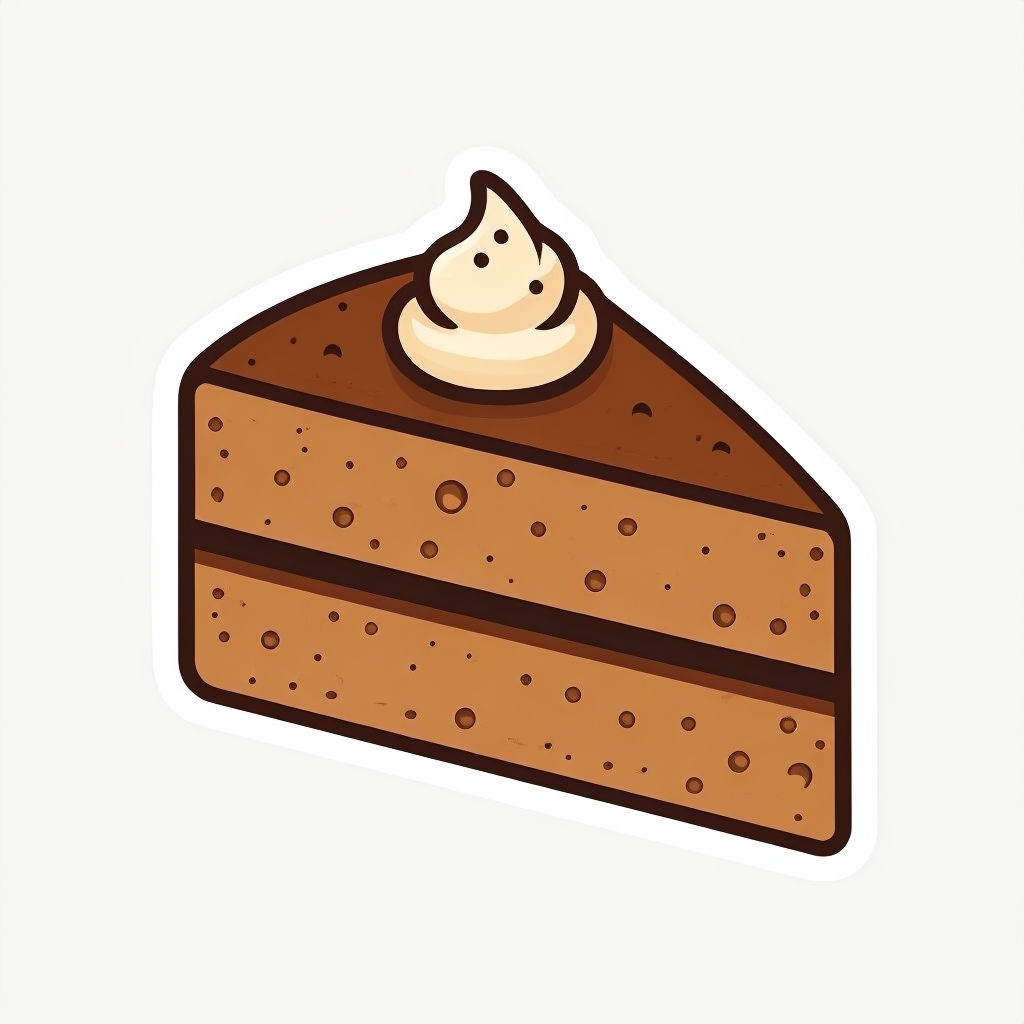 Minimalist Cartoon Chocolate Cake Slice Illustration Sticker