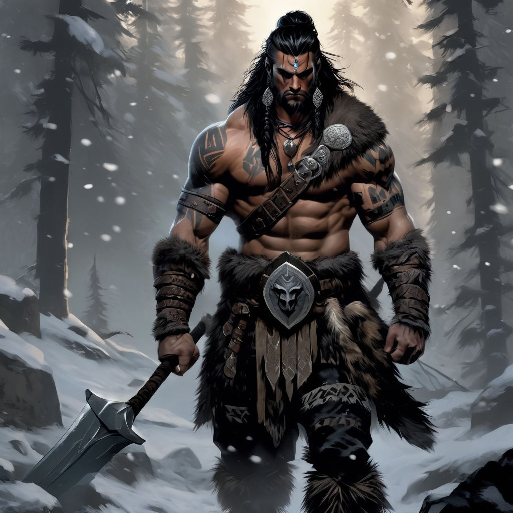 barbarian giant with stone skin and tattoos - Playground