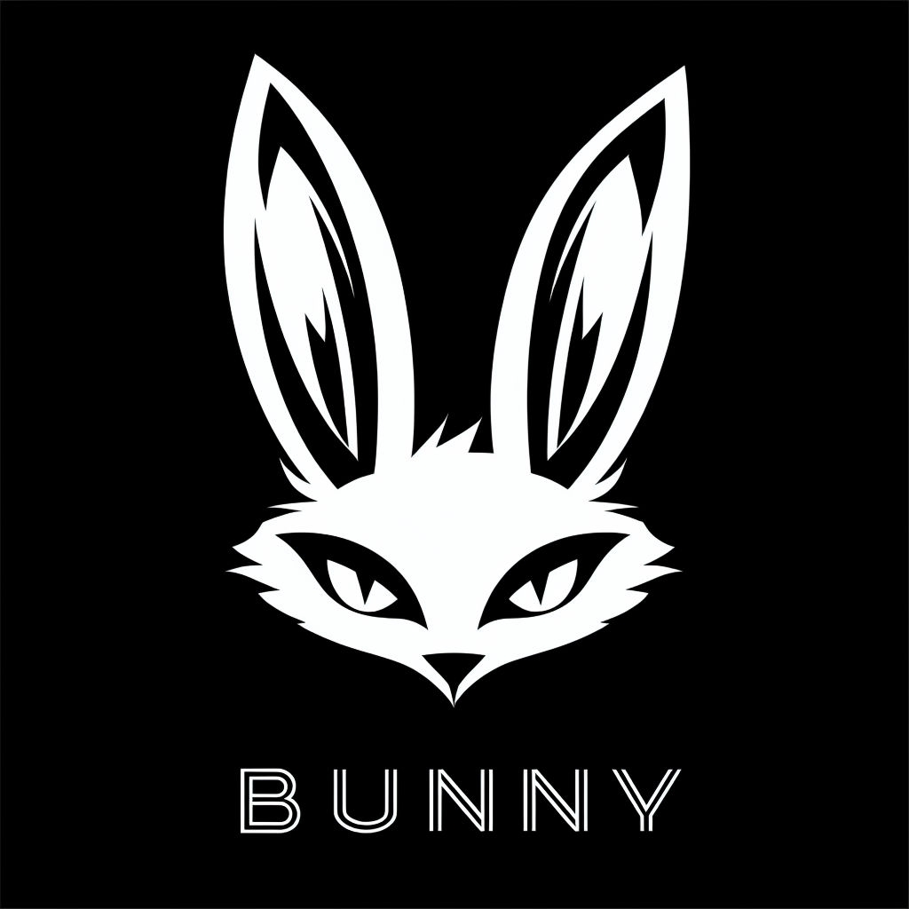 Minimalist High-Contrast Bunny Face Graphic Logo