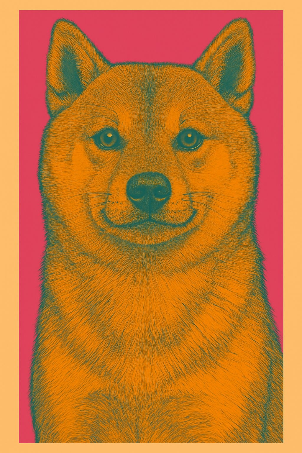 Vibrant Shiba Inu Illustration with Pop Art Style Art