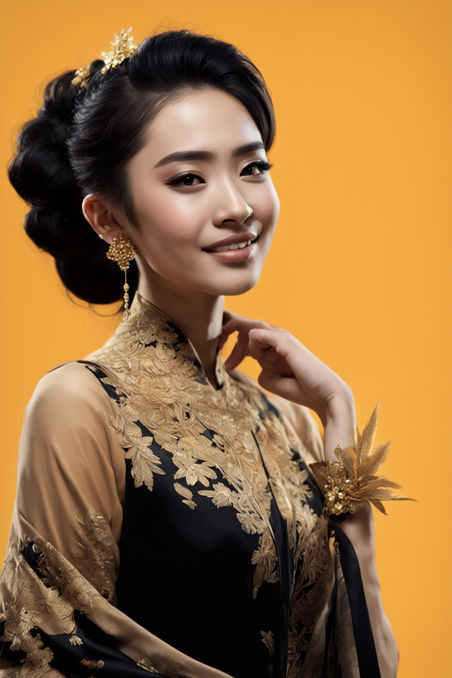 Beautiful singer with black hair tied back by Deris NF - Playground