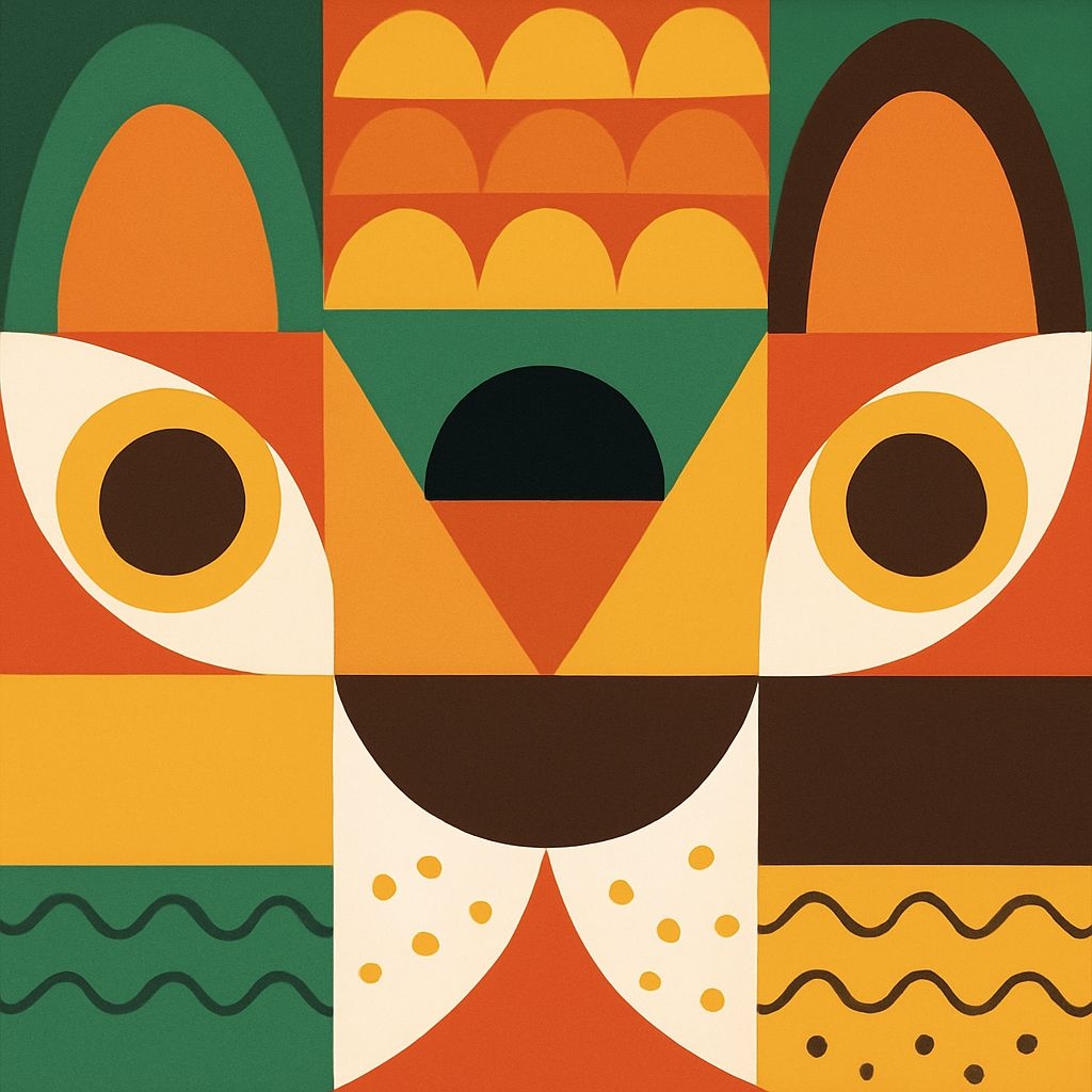 Colorful Geometric Animal Face Illustration Seamless Pattern
