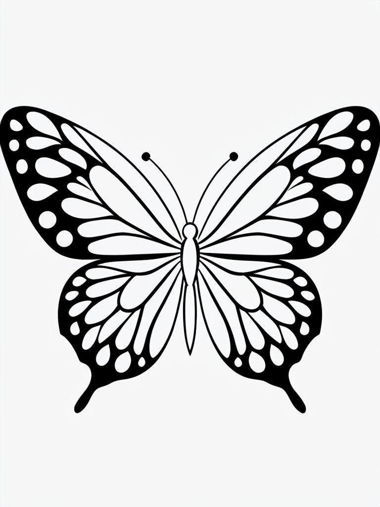 Elegant Minimalist Butterfly Line Drawing Coloring Page