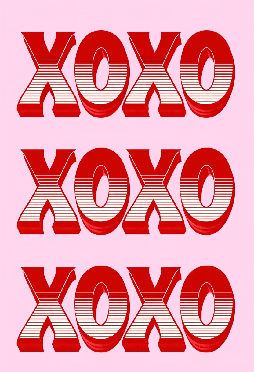 Bold Retro XOXO Text Graphic Design on Pink Background Card