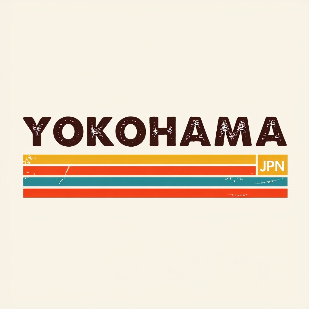 Vintage Minimalist YOKOHAMA Graphic with Retro Stripes T-shirt