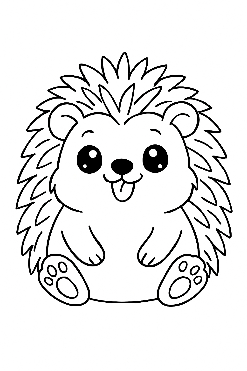 Cute Cartoon Hedgehog Illustration for Coloring Book Pages