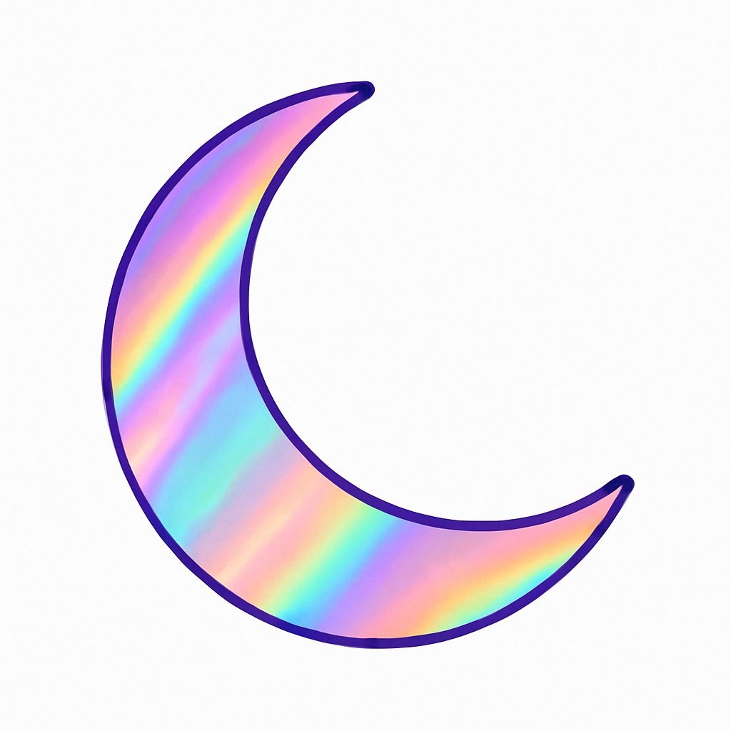 Pastel Gradient Crescent Moon Illustration Sticker