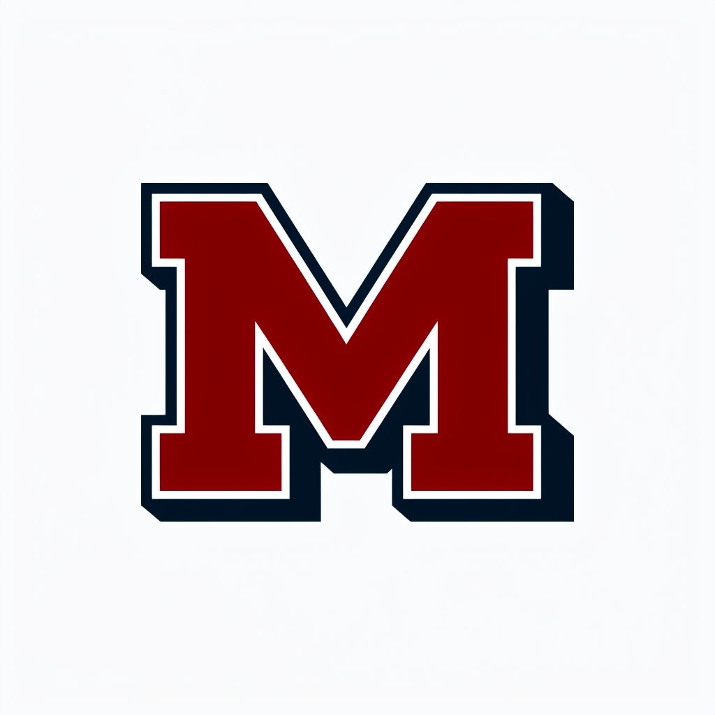 Stylish Crimson Red Letter M Monogram Design on White Background Monogram