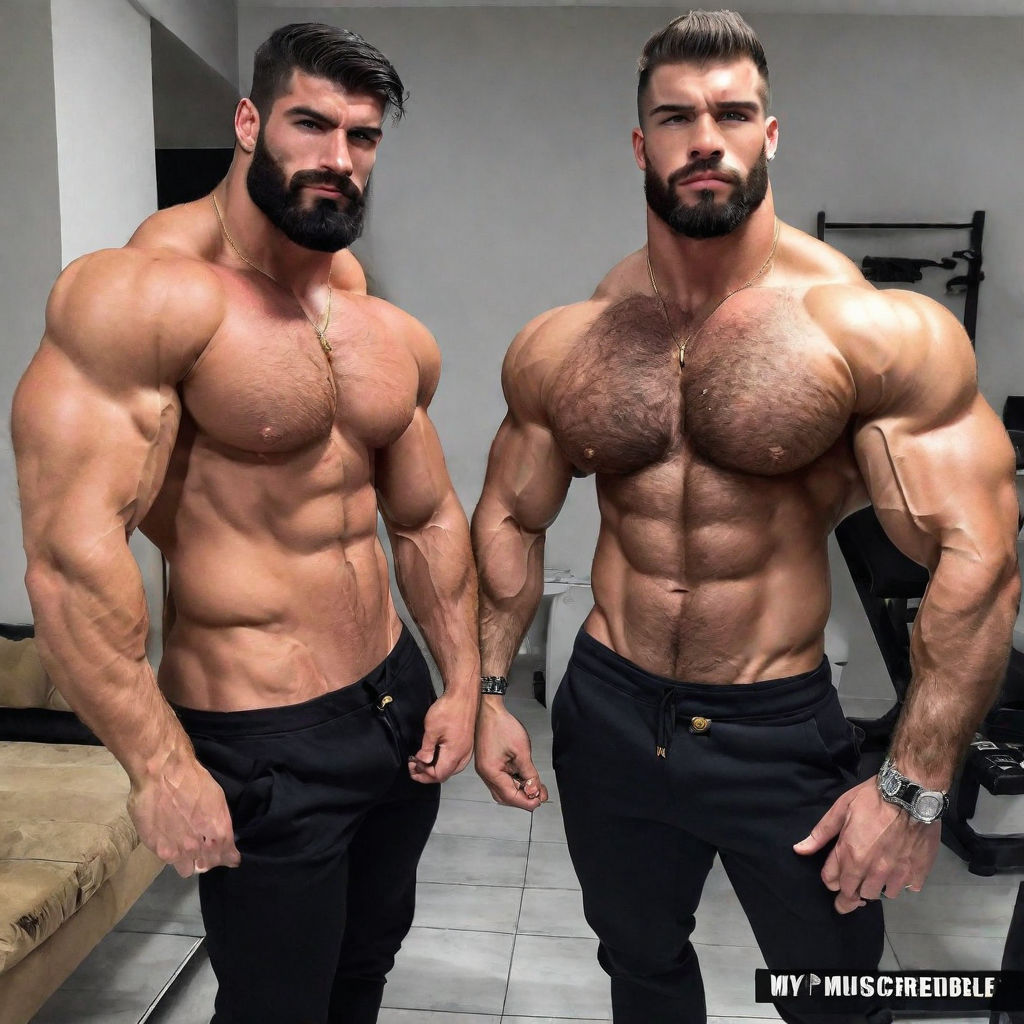 two muscular hairy men