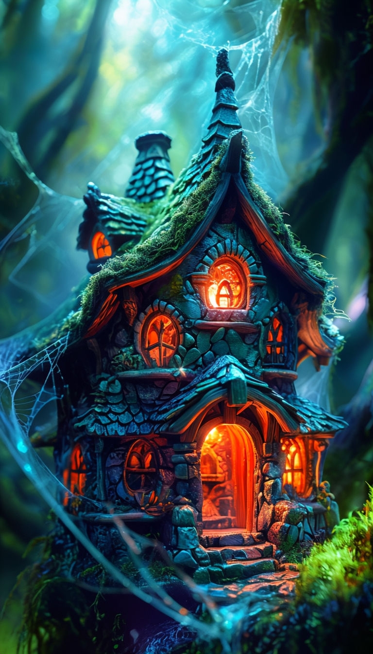 Enchanting Fairy House in Mystical Forest Mobile Wallpaper