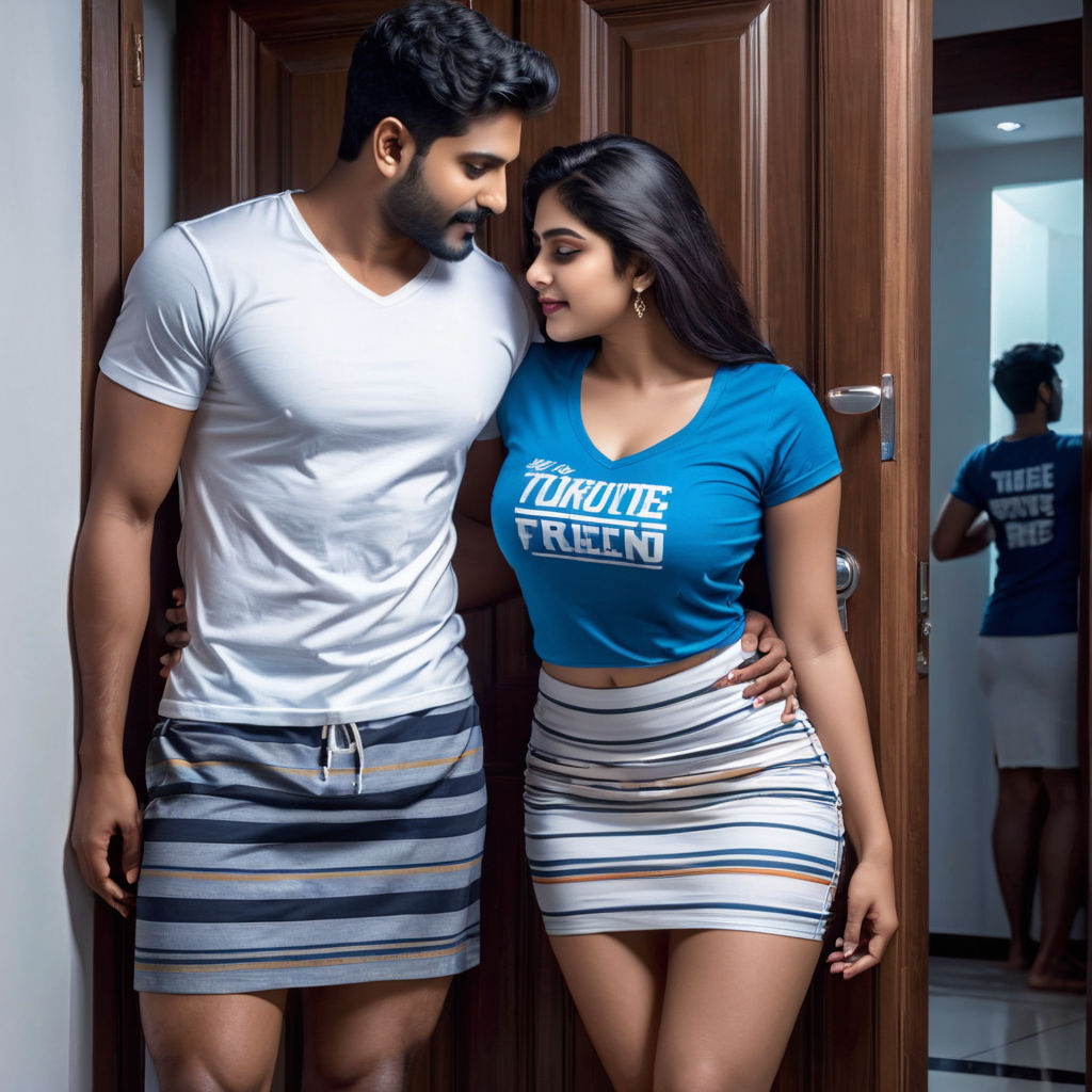 Young busty Shavitha Bhabhi in white gaming tshirt and blue geance black  jackek