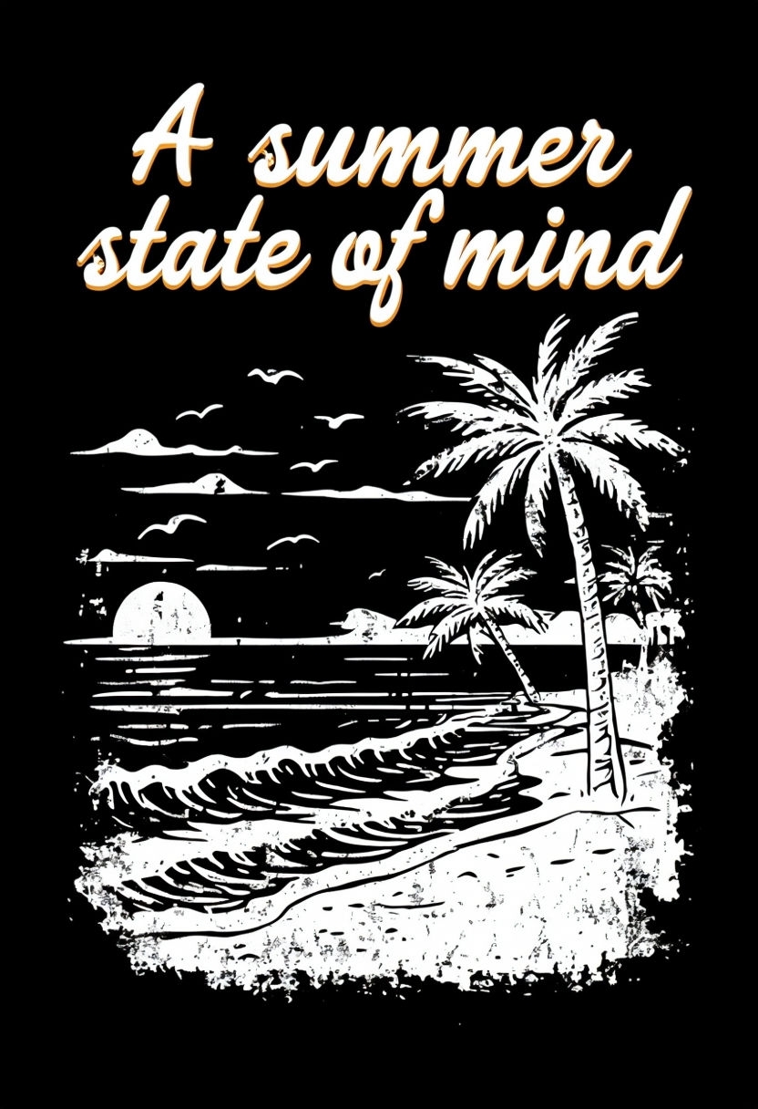 Vintage Beach Landscape Graphic with Summer Quote T-shirt
