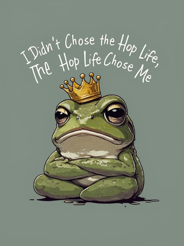 Disgruntled Frog with Crown and Funny Quote T-Shirt