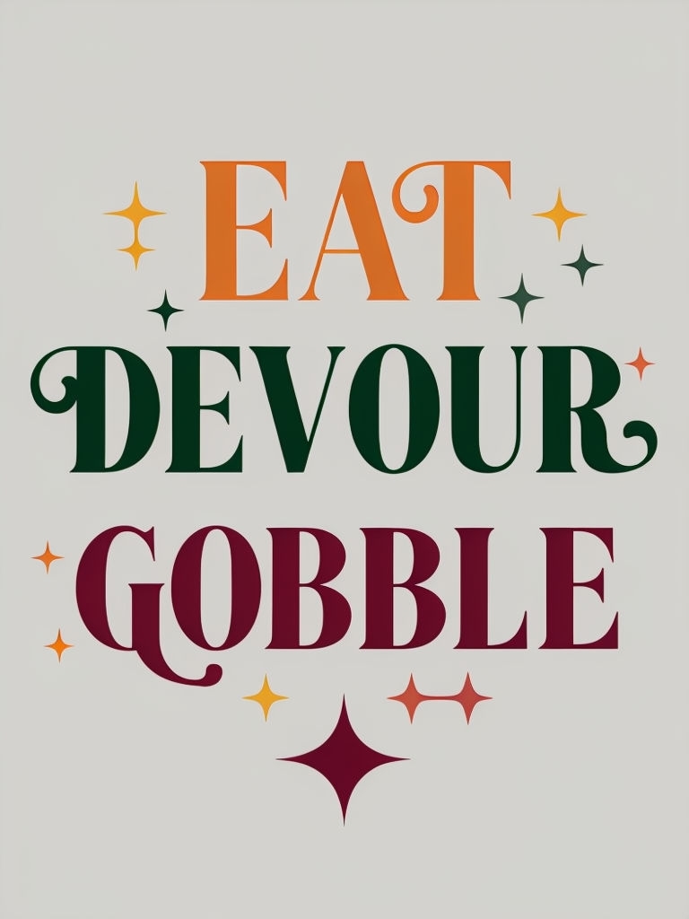 Bold Eat Devour Gobble Typography Design T-Shirt