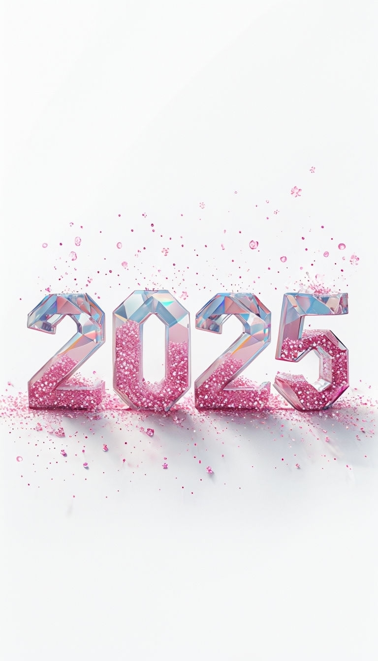 Sparkling Pink Crystal 2025 Numbers Digital Artwork Poster