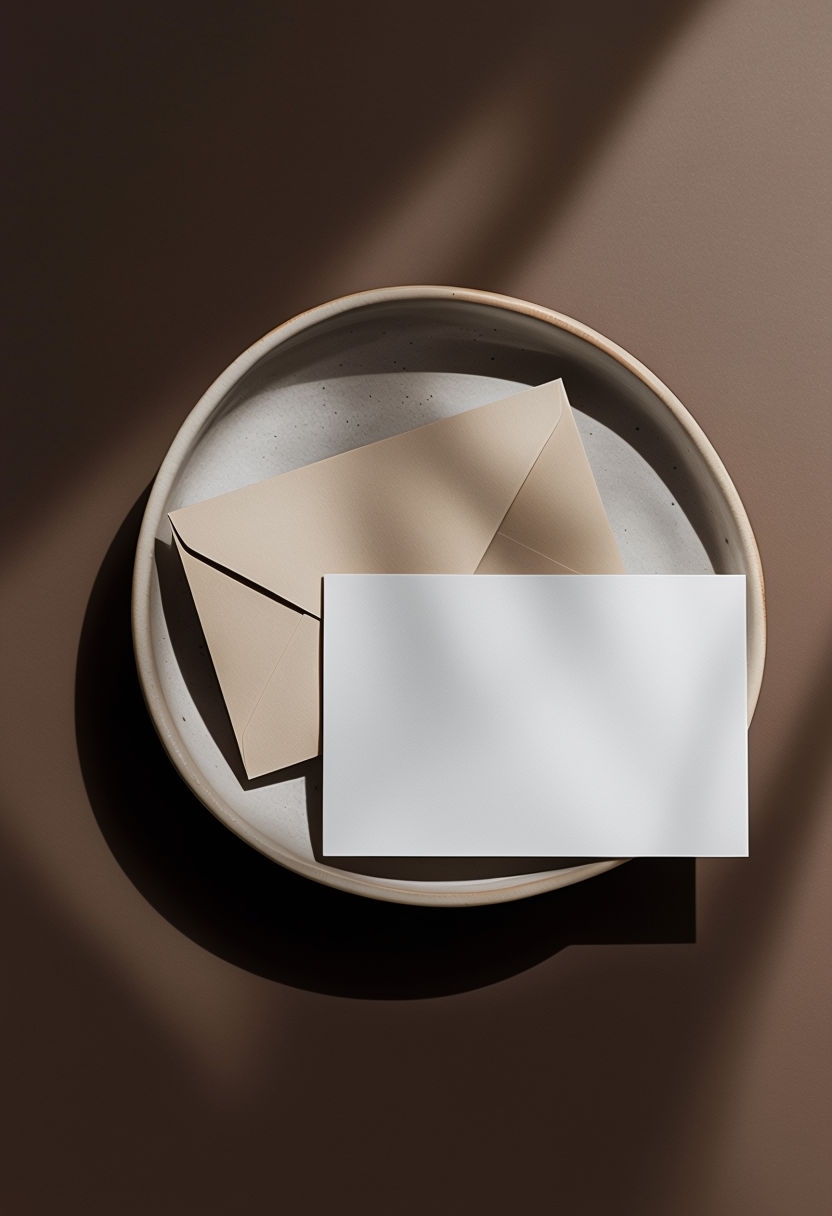 Minimalist Still Life Envelope and Card Mockup