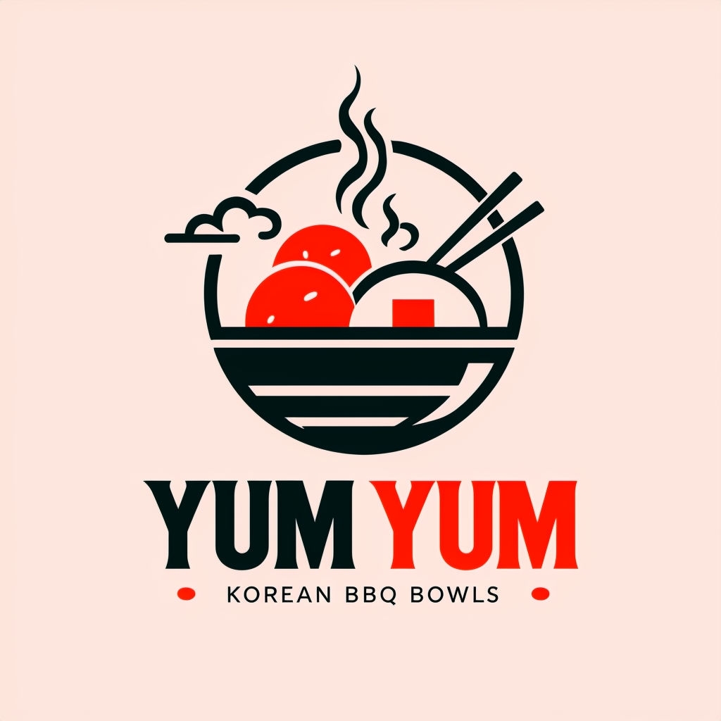 Modern Minimalist YUM YUM Korean BBQ Bowls Logo Playground