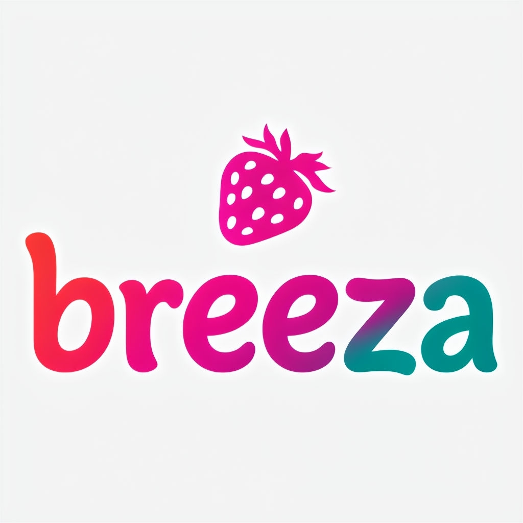 Vibrant Breeza Logo with Playful Strawberry Icon Design Logo