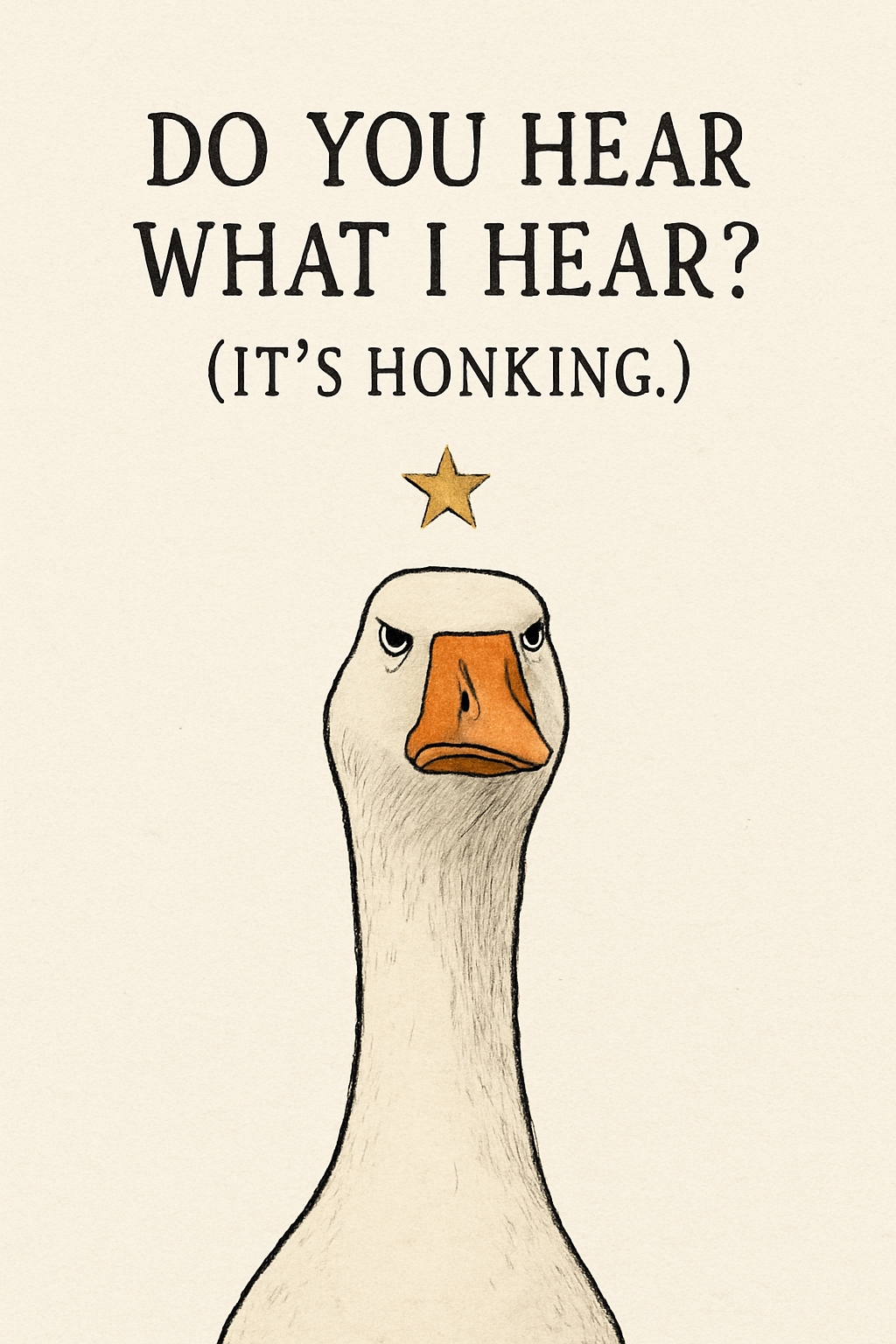 Minimalist Duck Illustration with Humor and Vintage Text Card