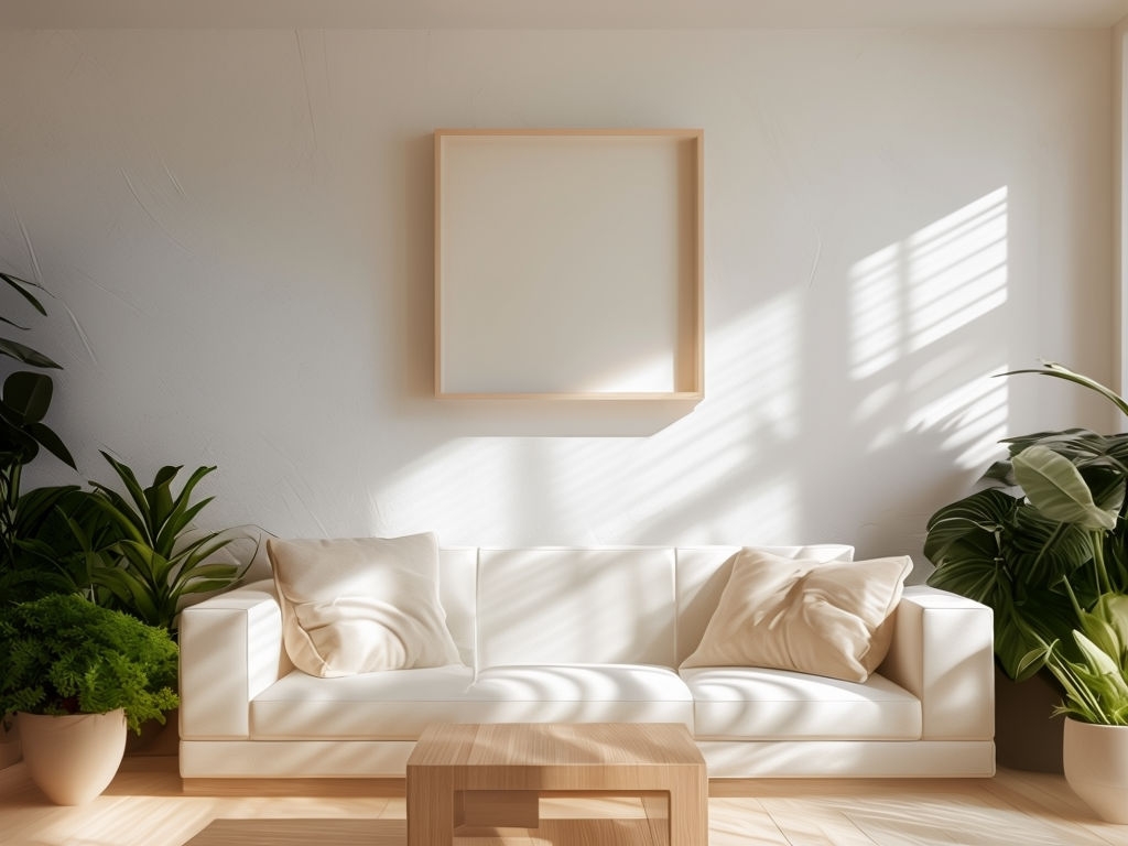 Serene Minimalist Living Room with Natural Light Mockup