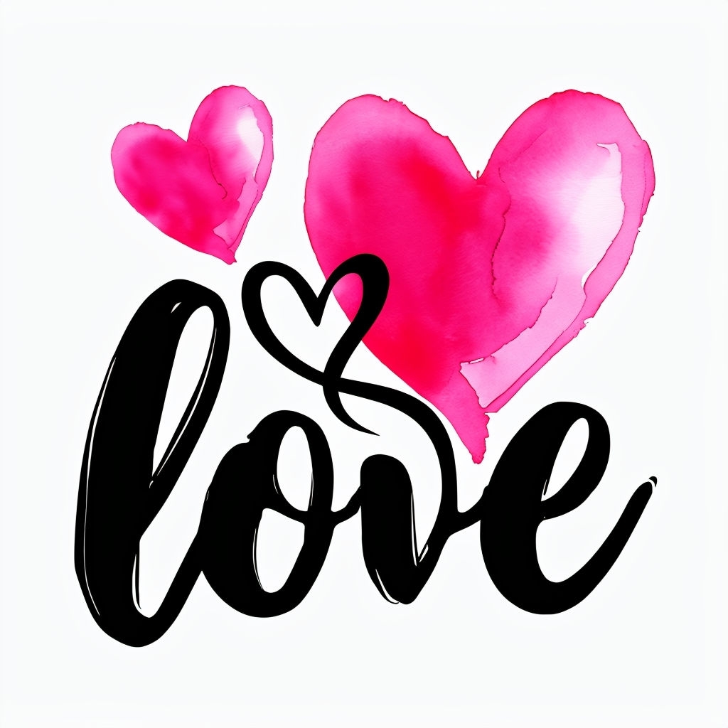 Romantic Love Cursive Typography with Watercolor Hearts Mug