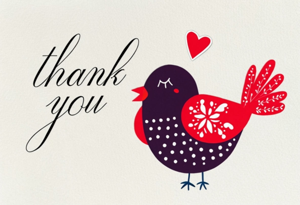  Cartoon Bird Thank You Card 