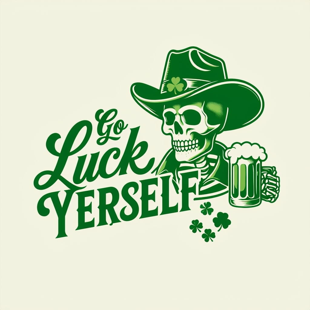 Playful Green Skeleton Cowboy with Beer T-Shirt