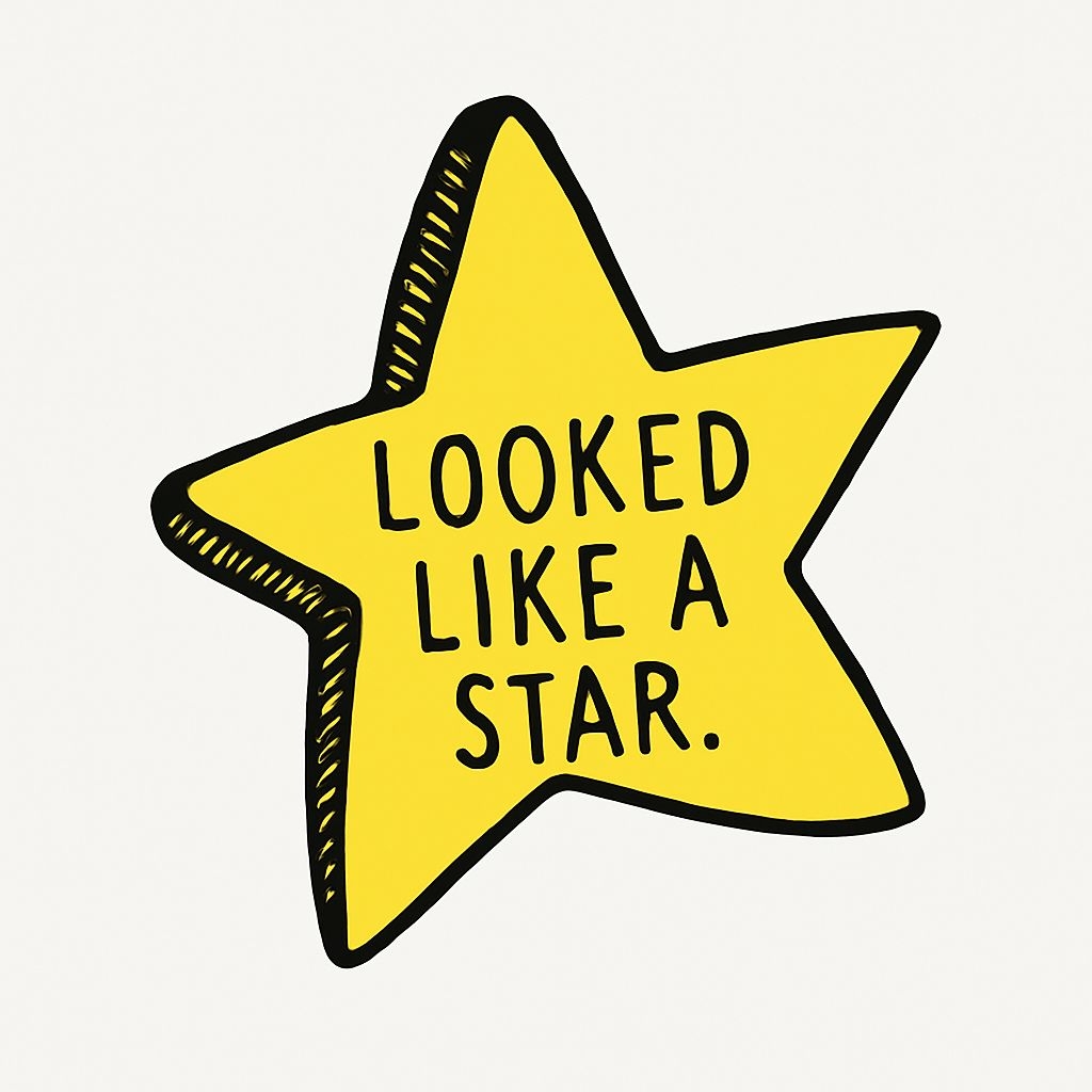 Playful Yellow Star with Looked Like a Star Text Sticker