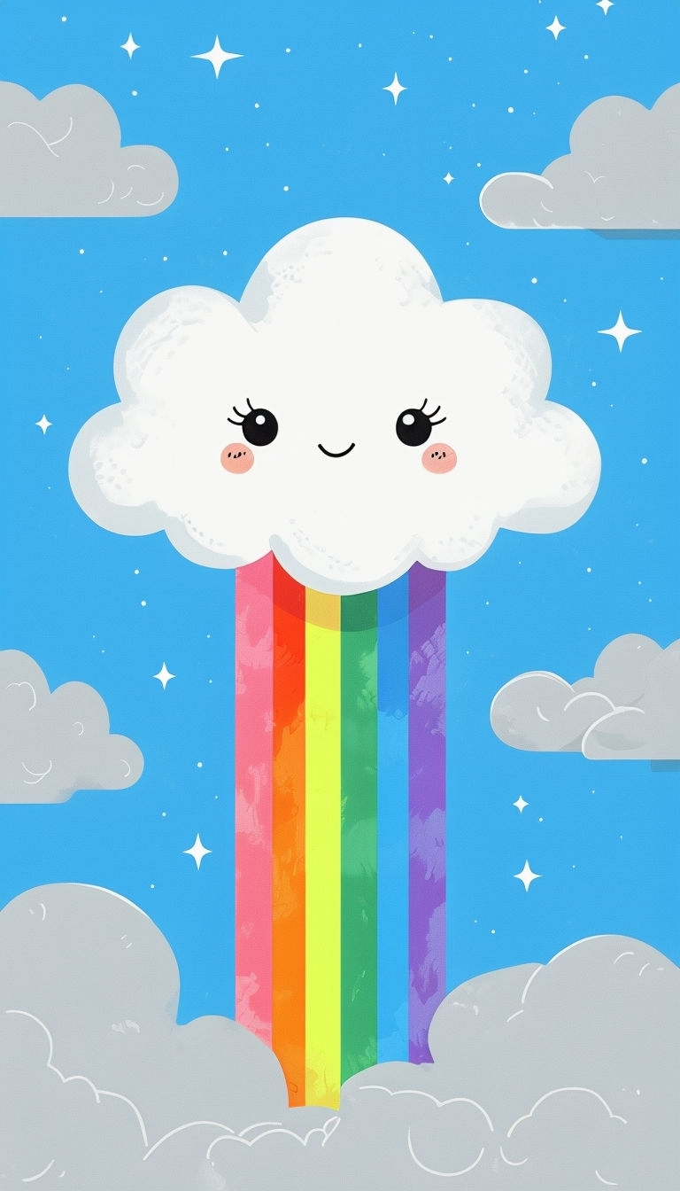 Whimsical Cheerful Cloud with Rainbow Stripes Phone Case Cover