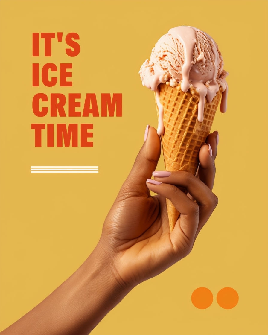 Vibrant Ice Cream Time Advertisement with Playful Design Poster