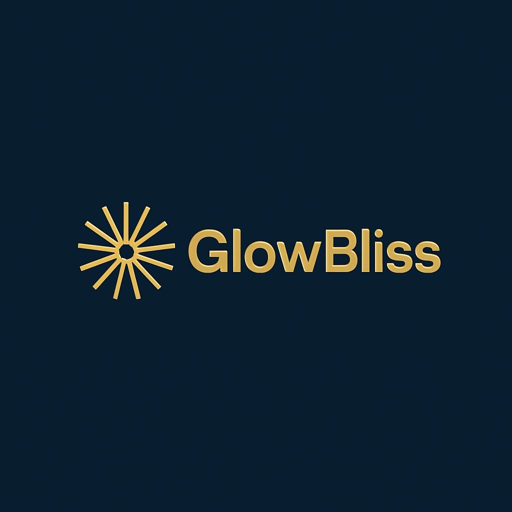 GlowBliss Professional Logo with Gold Sunburst Design