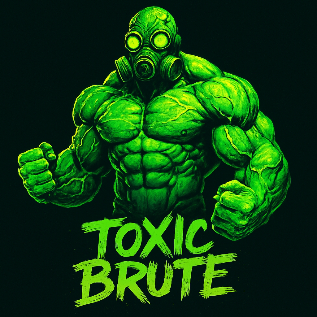 Fierce Toxic Brute Green Character Illustration T-Shirt