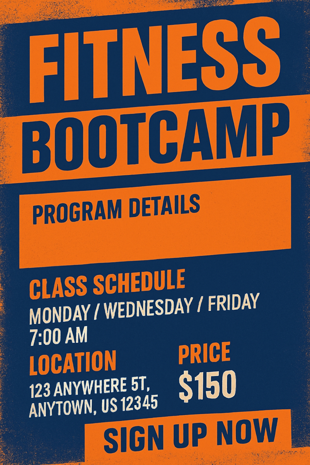 Vibrant Fitness Bootcamp Promotional Poster Design for Flyers