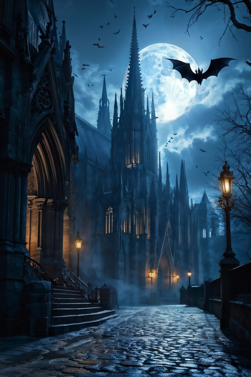 A stunningly detailed image of a gothic cathedral bathed in ... by ...