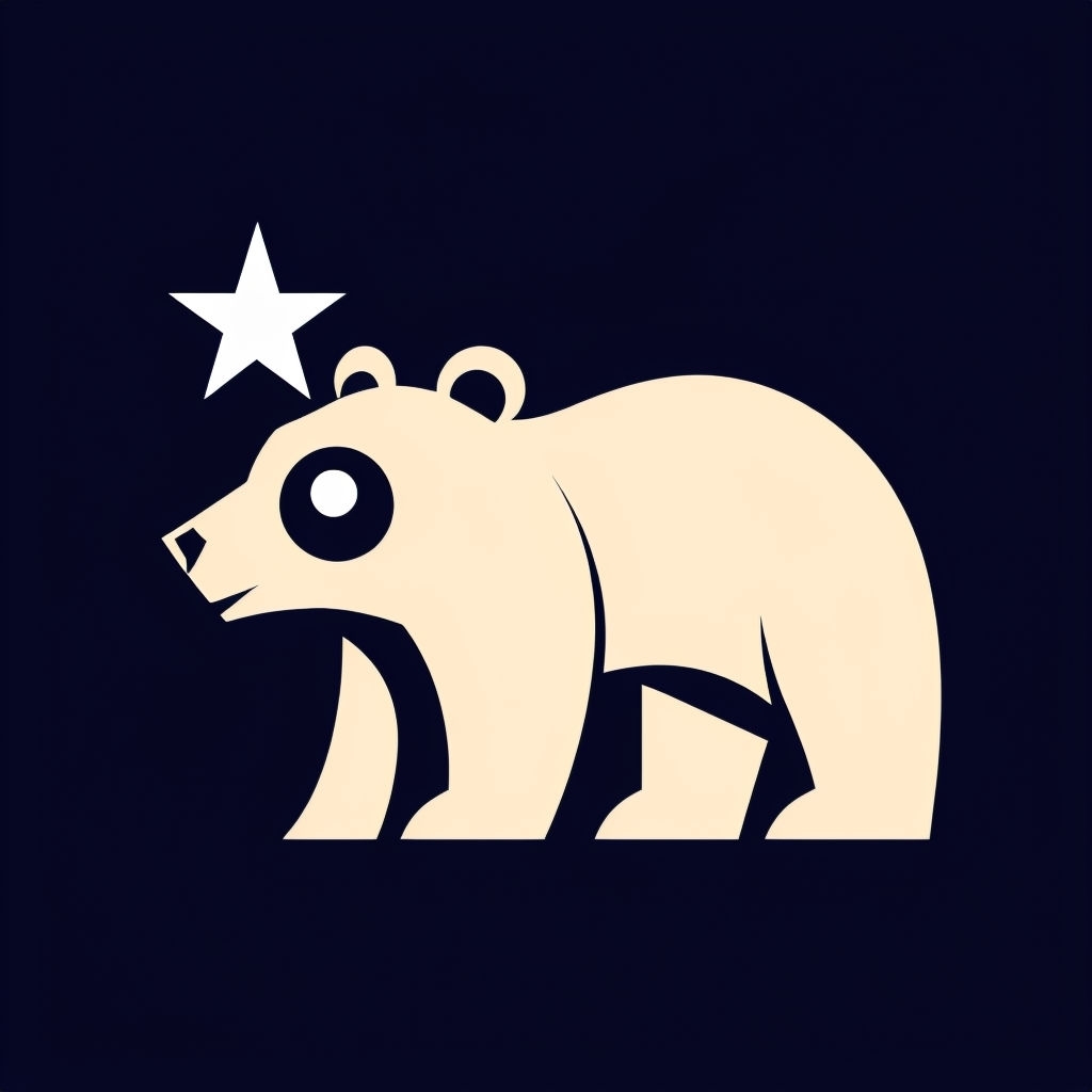 Minimalist Beige Bear with Star on Navy Background Logo