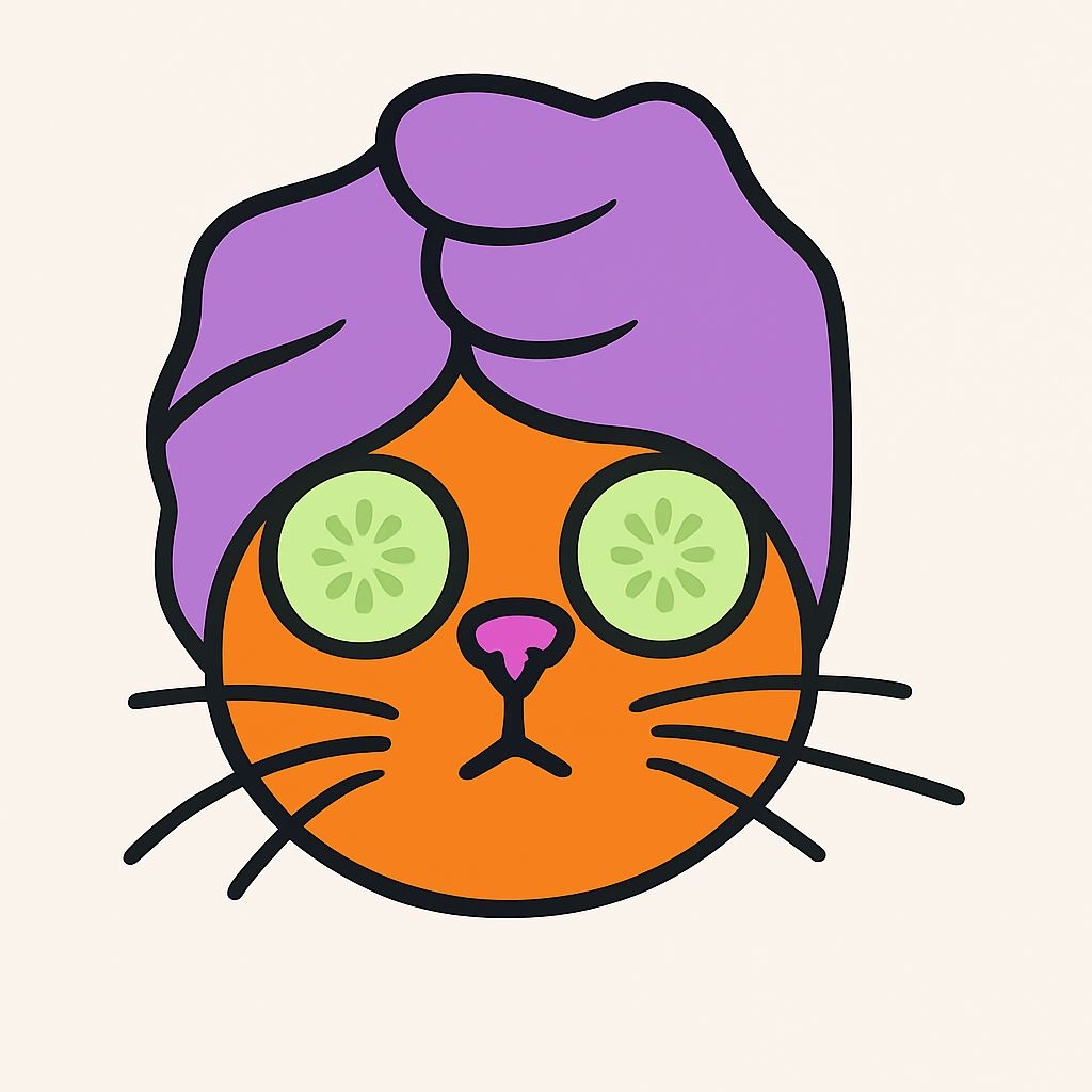 Playful Cartoon Orange Cat with Cucumber Eyes Sticker