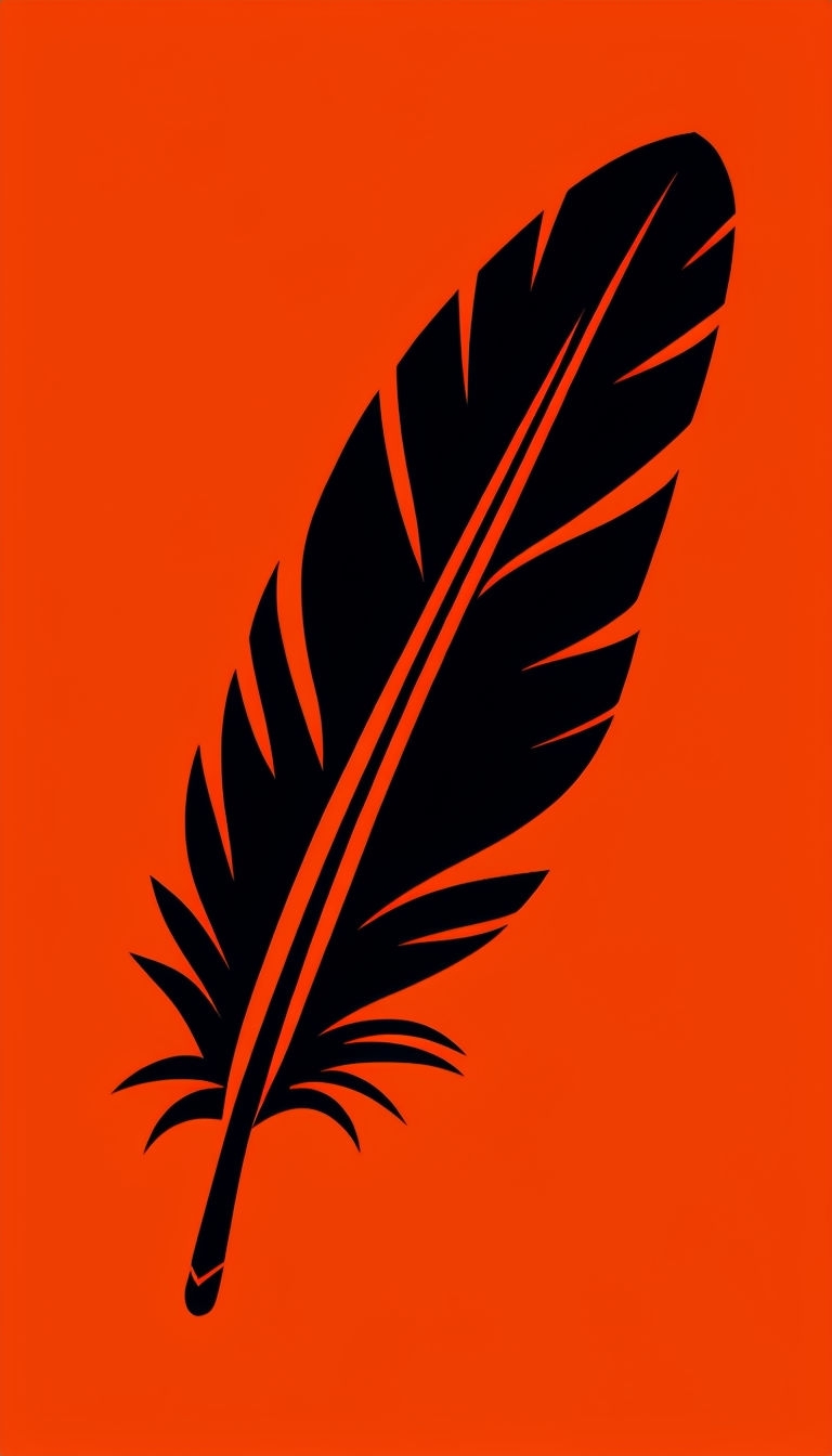 Minimalist Black Feather on Vibrant Orange Background Phone Case Cover