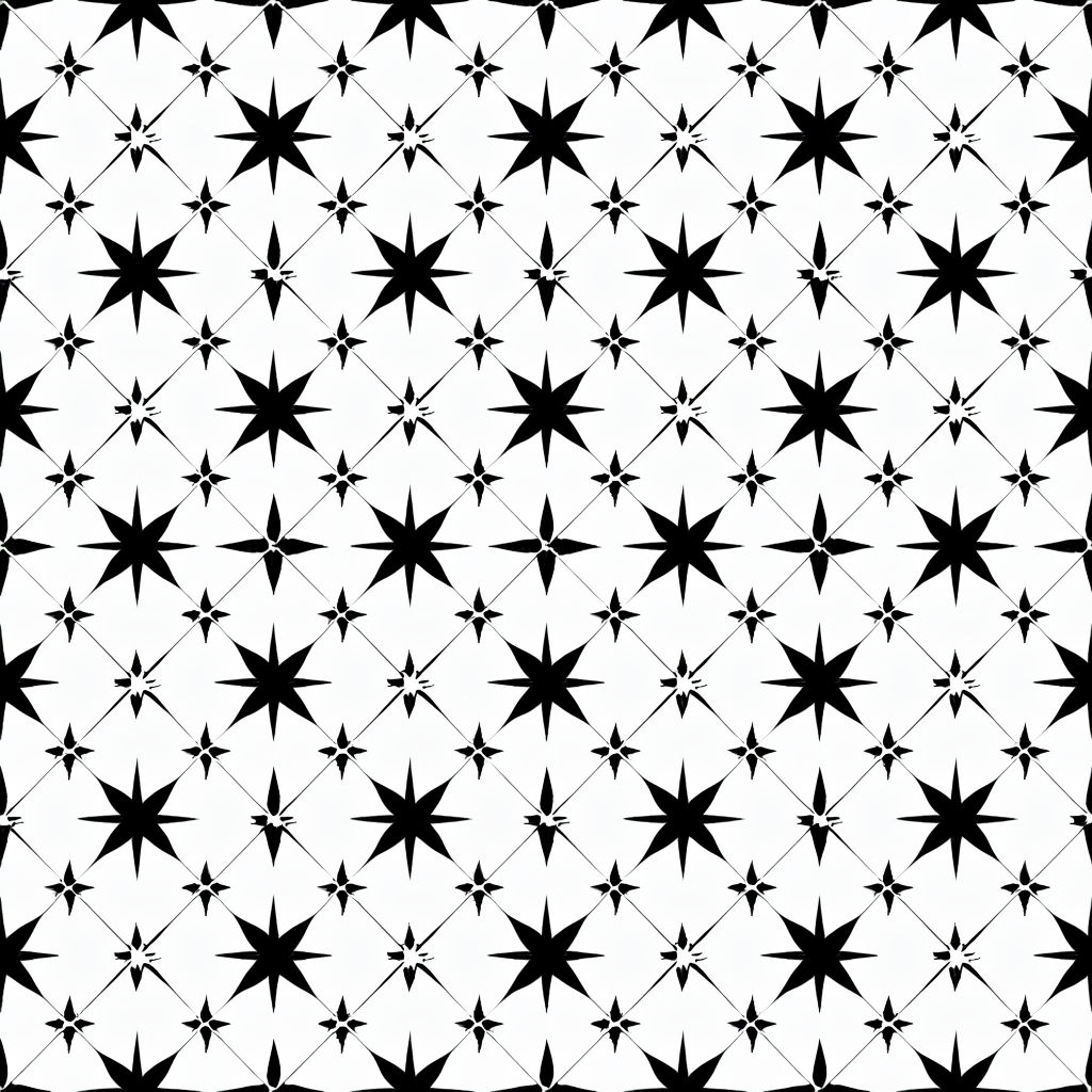 Black and White Geometric Diamond Star Pattern Design Seamless Pattern