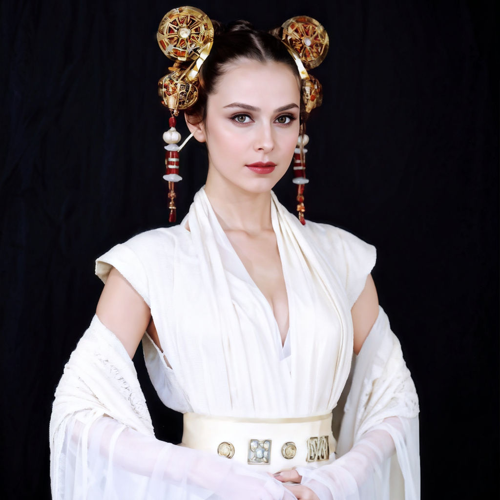 in her Padme Amidala costume