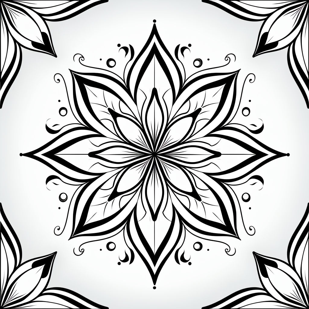 Intricate Black and White Mandala Seamless Pattern Design