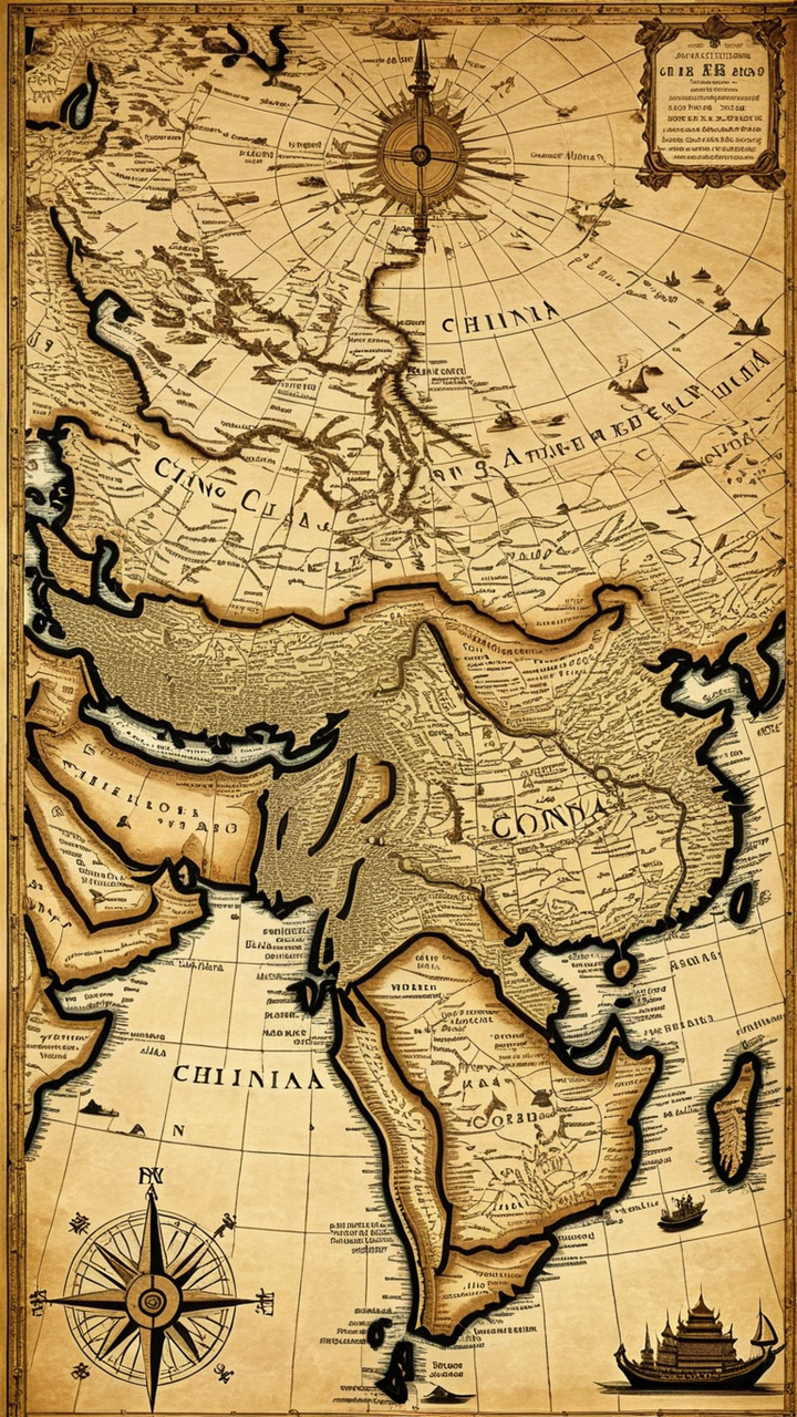 Antique map of the Silk Road by Micky Gal - Playground