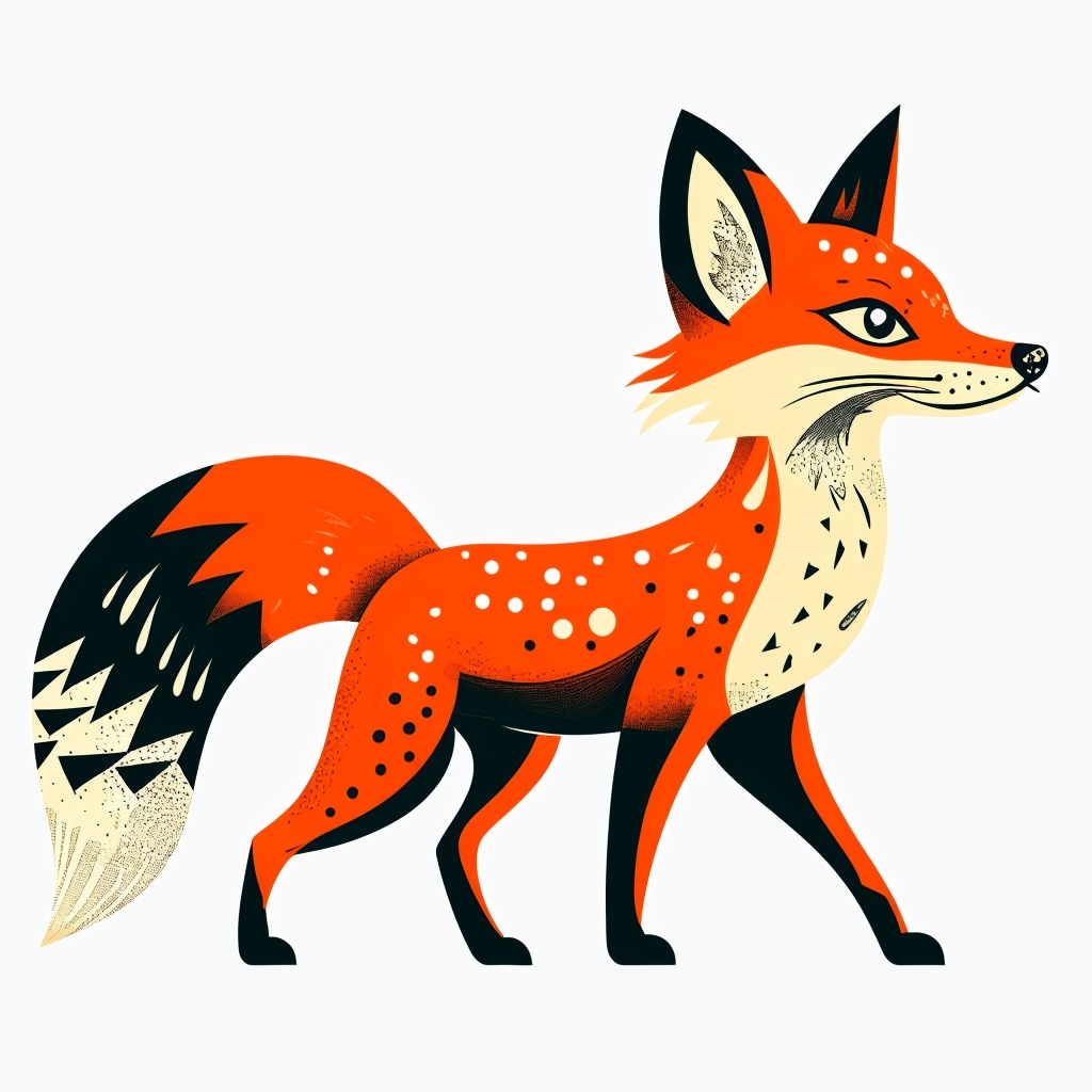 Whimsical Cartoon Anthropomorphic Fox Illustration Sticker