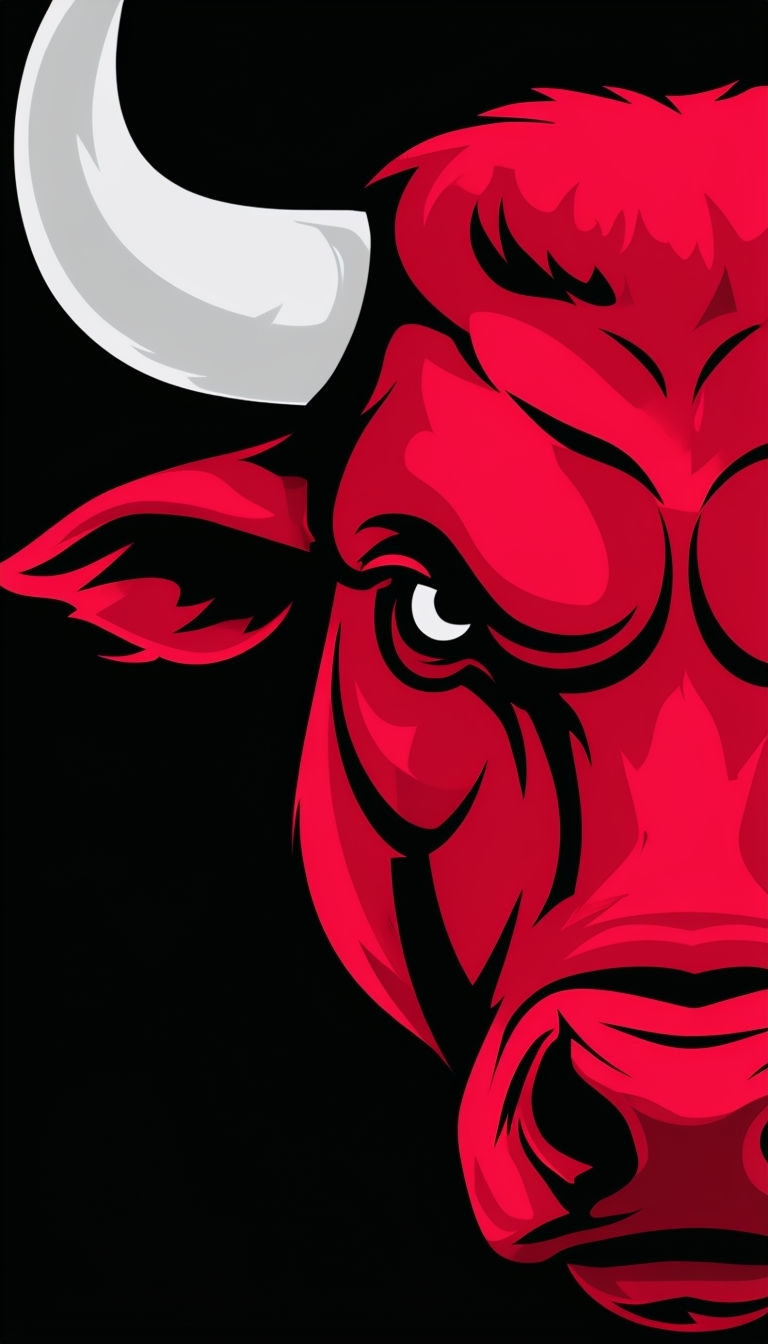 Fierce Scarlet Bull Face Digital Art for Phone Case Cover