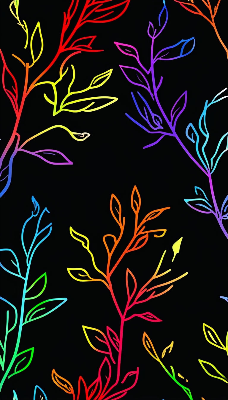 Vibrant Neon Plant Branches on Black Background Phone Case Cover