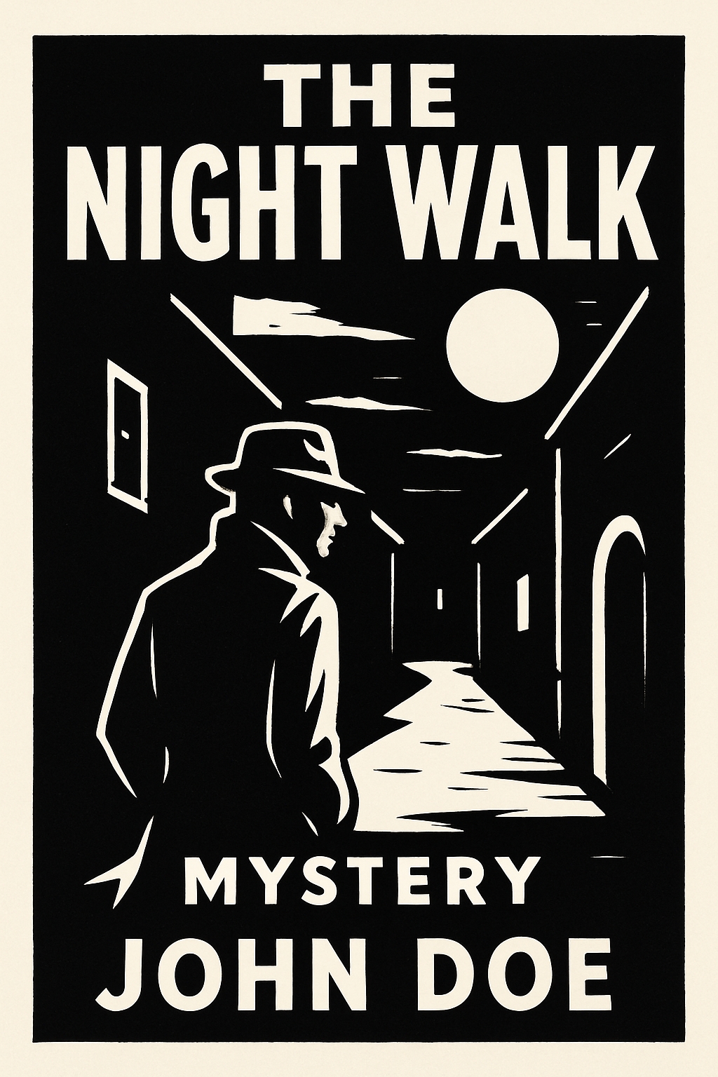 Vintage Noir Mystery EBook Cover Design for 'The Night Walk'