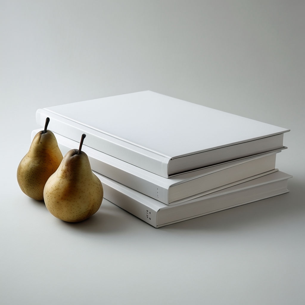 Minimalist Hardcover Books and Pears Elegant Art Poster