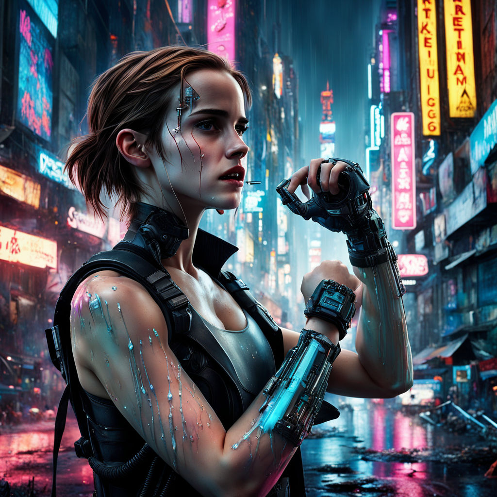 emma watson as cyberpunk girl